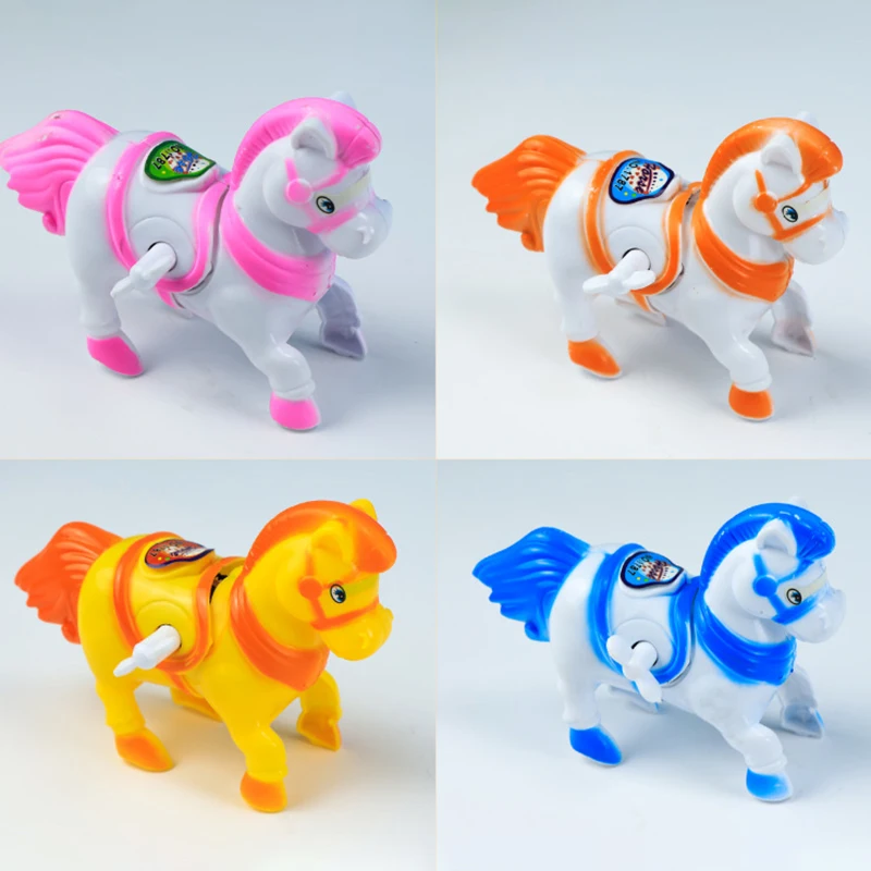 1 pz nuovo cartone animato carino pony divertente cavallo a carica giocattoli puzzle per bambini giocattoli a orologeria ragazzi/ragazze festa festa regalo di compleanno