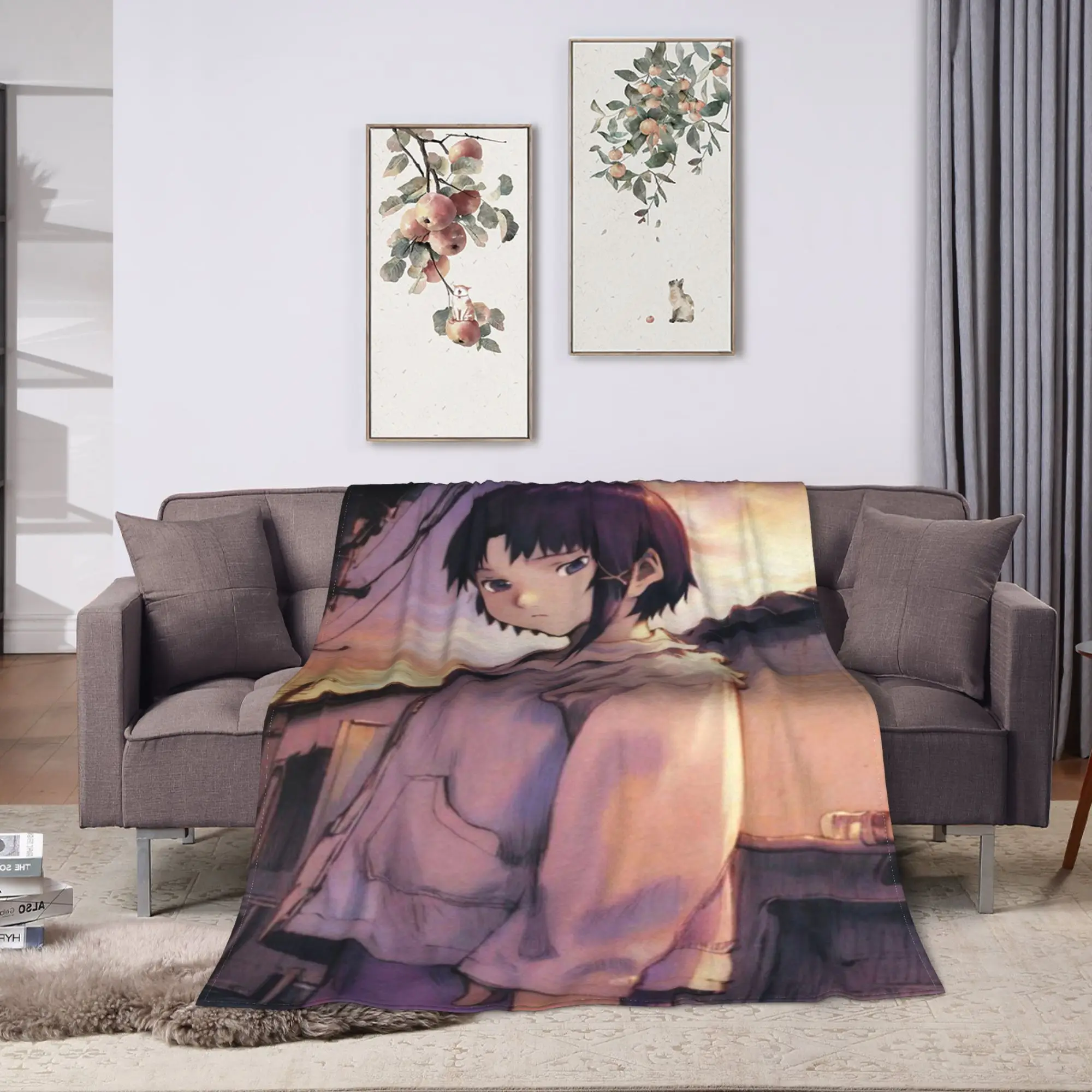 Anime Serial Experiments Lain Warm Soft Blanket Children Plush Throw Blanket Novelty Home Decor Flannel Bedspread Sofa Bed Cover