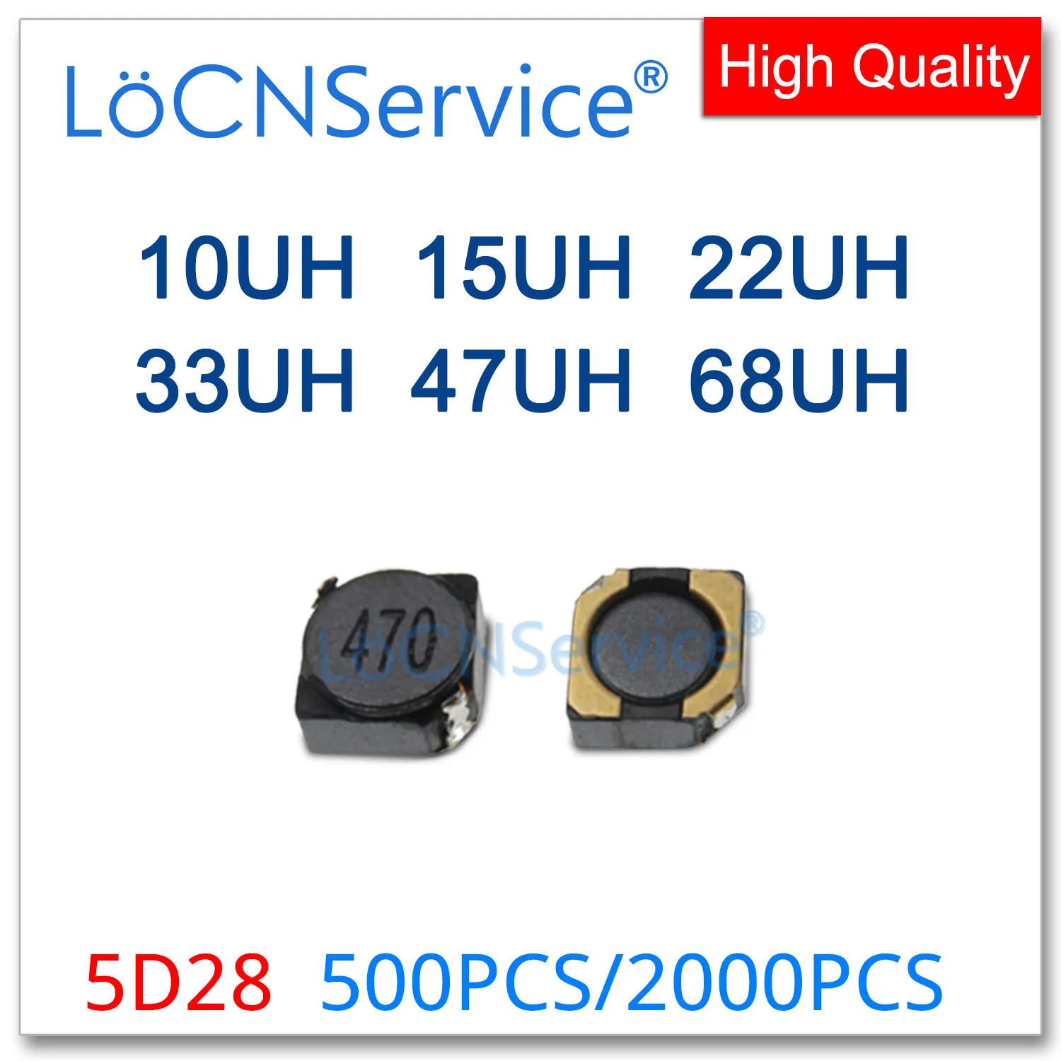 LoCNService 500PCS 2000PCS 5D28 5.7*5.7*3.2mm SMD 10UH 15UH 22UH 33UH 47UH 68UH  SMT Shielded Power Inductors