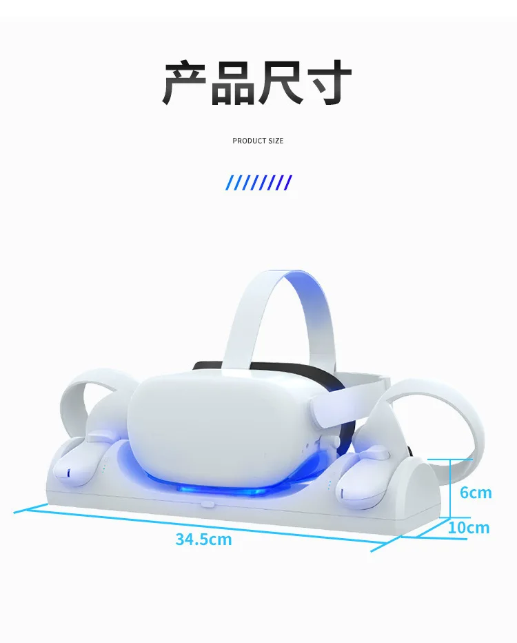 Controller di carica del Dock di ricarica VR cuffie contemporaneamente stazione di ricarica con indicatore luminoso per auricolare Oculus Quest 2