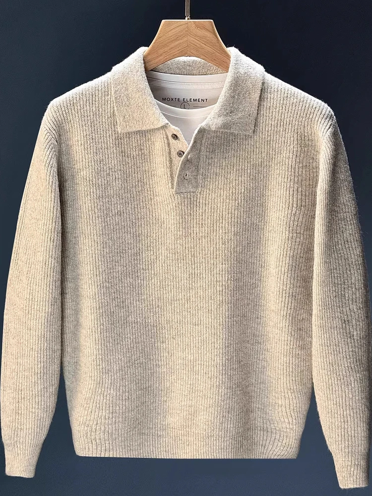 

Мужской свободный повседневный трикотажный джемпер на осень-зиму, новый, мягкий, из полиэстера, однотонный, с длинным рукавом, термотоп