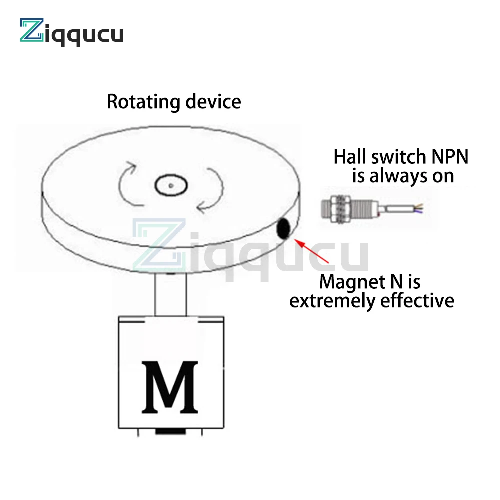 4 Digital Red LED Tachometer RPM Gauge Speed Meter with Hall Magnet Sensor NPN Switch for Lathe Conveyor Belt