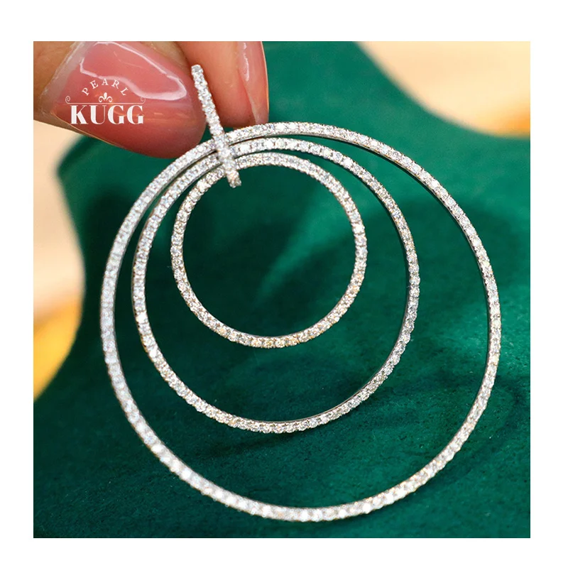 

KUGG 100% 18K White Gold Necklace Luxury 1.20carat Real Natural Diamond Pendant Necklace Fashion INS Style High Women's Jewelry