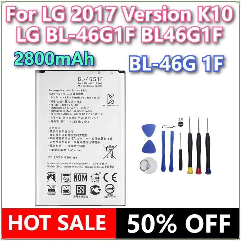 

Brand New 2800mAh BL-46G 1F Replacement Mobile Phone Battery For LG 2017 Version K10 LG BL-46G1F BL46G1F Phone Batteries +tools