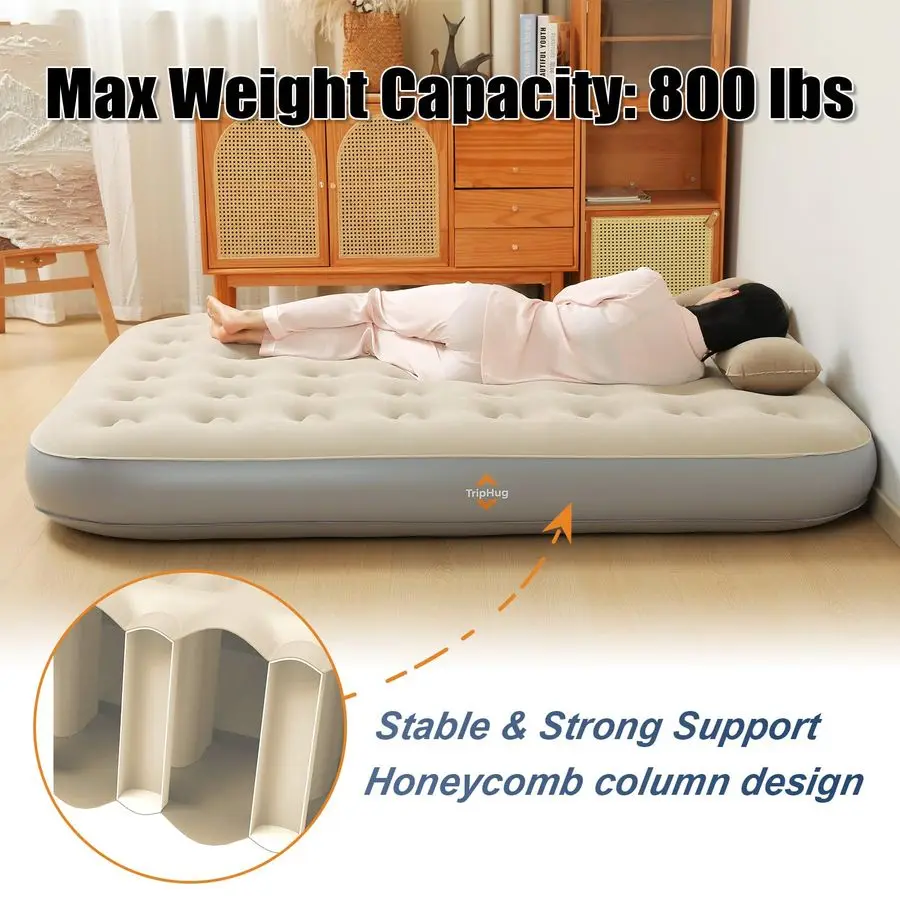 مرتبة هوائية مع مضخة كهربائية مدمجة للتضخم السريع، تدعم ما يصل إلى 650 رطلاً، مثالية للتخييم والمنزل والضيوف والتر المحمول