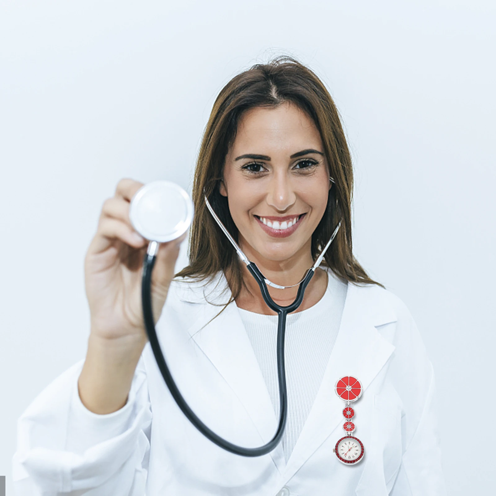 Orologio da tasca Infermiera Appesa per assistenza medica Fob Specchio in vetro per infermieri Luminoso Orologi da petto per donna Funzione luminosa Durevole Multi