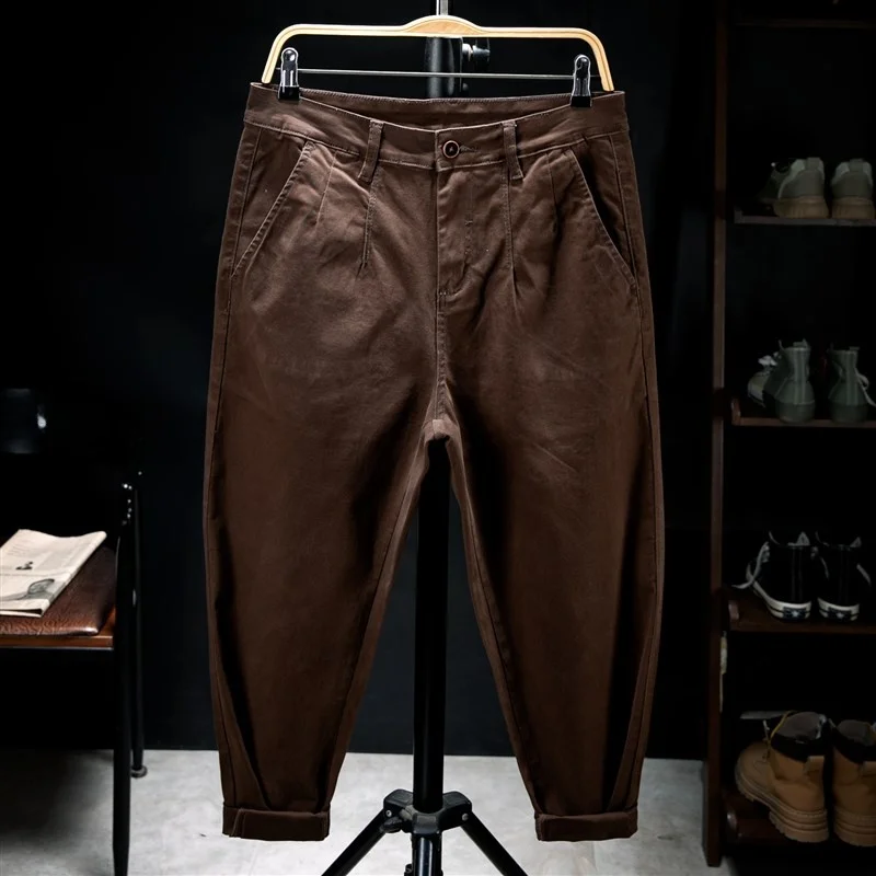 

Мужские повседневные брюки-шаровары свободного кроя на резинке, большие размеры, летние, модные, из ткани Hanma, весенние