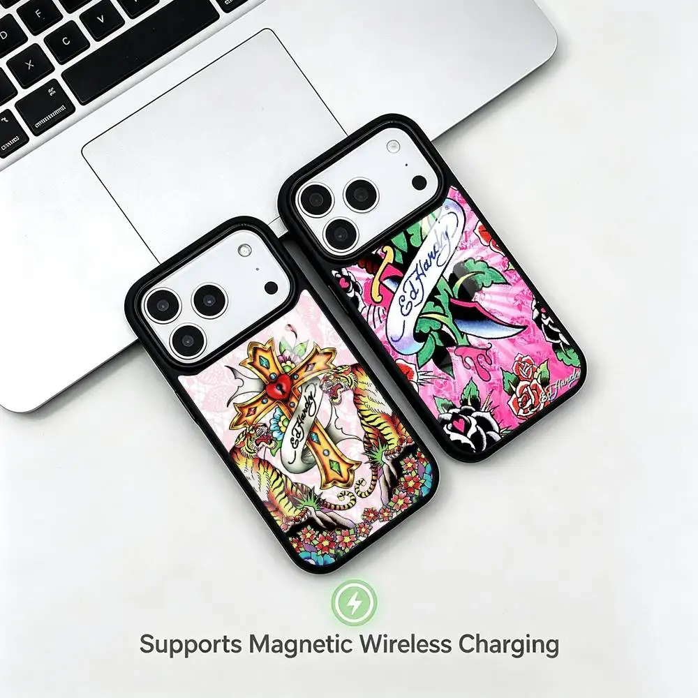 Fashion E-Ed Hardy print  Phone Case For iPhone17,16,15,14,13,12,11 Plus,Pro Allows magnetic wireless charging