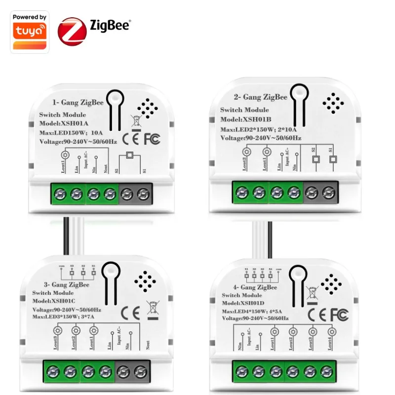 Tuya Smart Zigbee 1/2/3/4 Gang Mini Modulo Interruttore Relè Domestico Intelligente Il Controller Remoto Funziona Con Alexa Google 10A