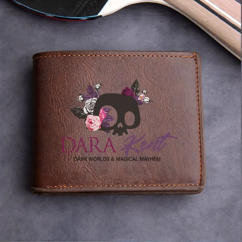 DARA Kult Portafoglio in PU con design floreale con teschio Portafoglio compatto minimalista alla moda per uomo e donna Leggero e durevole per l'uso quotidiano