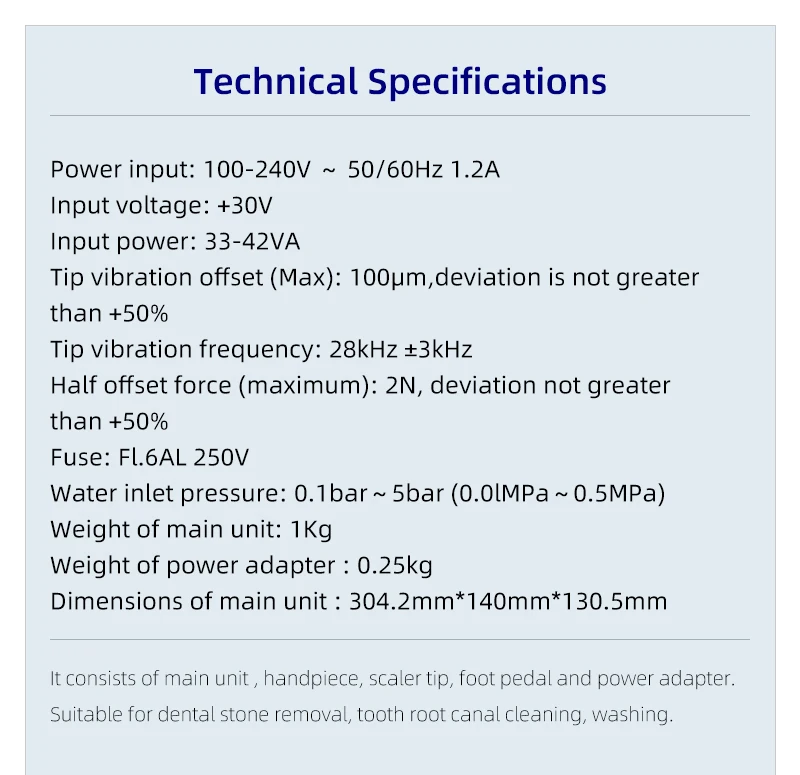 VVDental Ultraschall-Scaler mit LED-Licht-Handstück und 10 Stück Spitzen, Zahnreinigungsgerät für Zahnsteinentfernung, Parodontologie und Endodontie – Detail 3