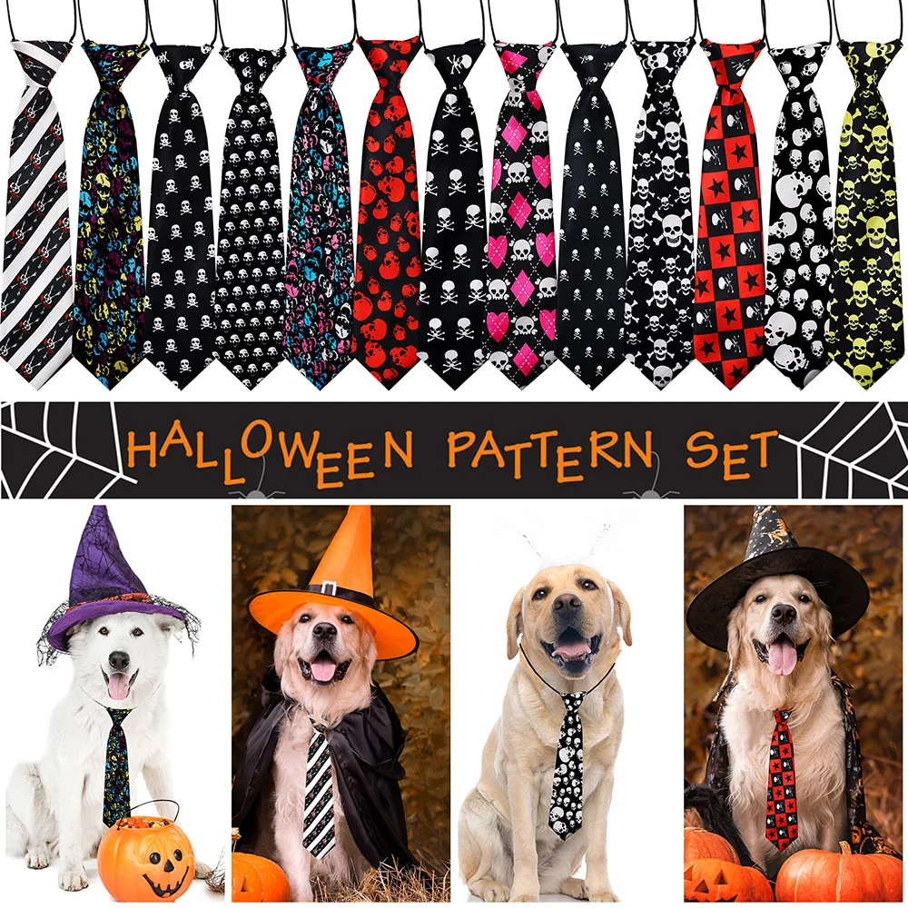 60PCS/Lot Halloween Large Dog Neck Ties Adjustable Dog Neckties Dog Accessories Pet Supplies