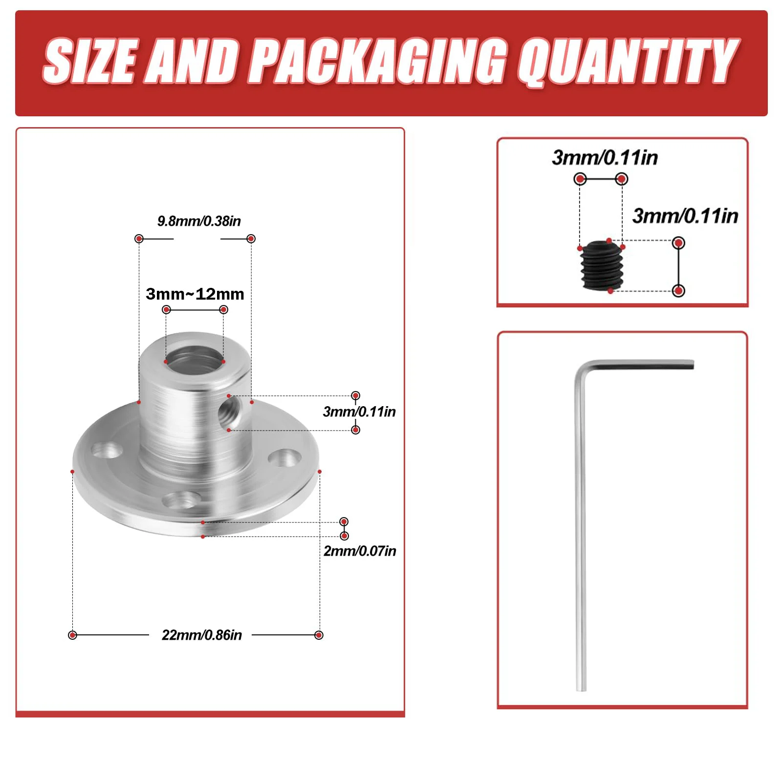 1Pcs 3mm to 12mm Flange Coupling Connector, Rigid Guide Model Coupler Accessory, Shaft Axis Fittings for DIY RC Model Motors