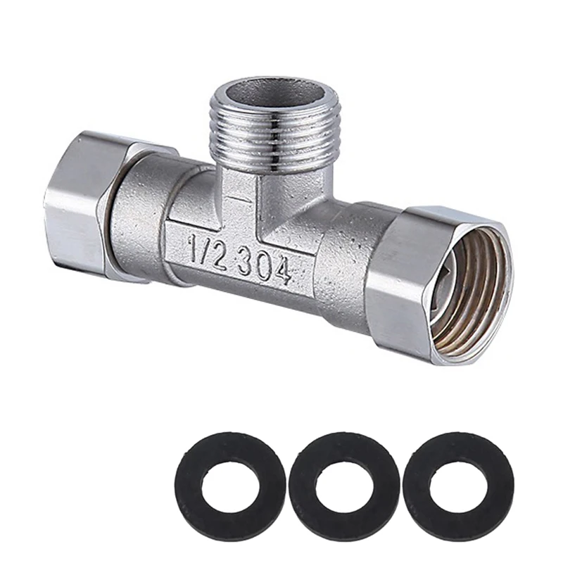 

Гибкий трехходовой соединитель-тройник из нержавеющей стали 304 с левым и правым разъемами, 1/2 дюйма, с наружной резьбой, для распылителя, углового клапана, душа