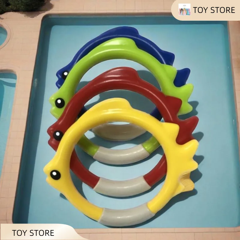 

3Pcs Underwater Floatable Swim Training Gear With Fish-Shaped Retrieval Rings Diving Rings Set PVC Pool Toys For Adults/Kids