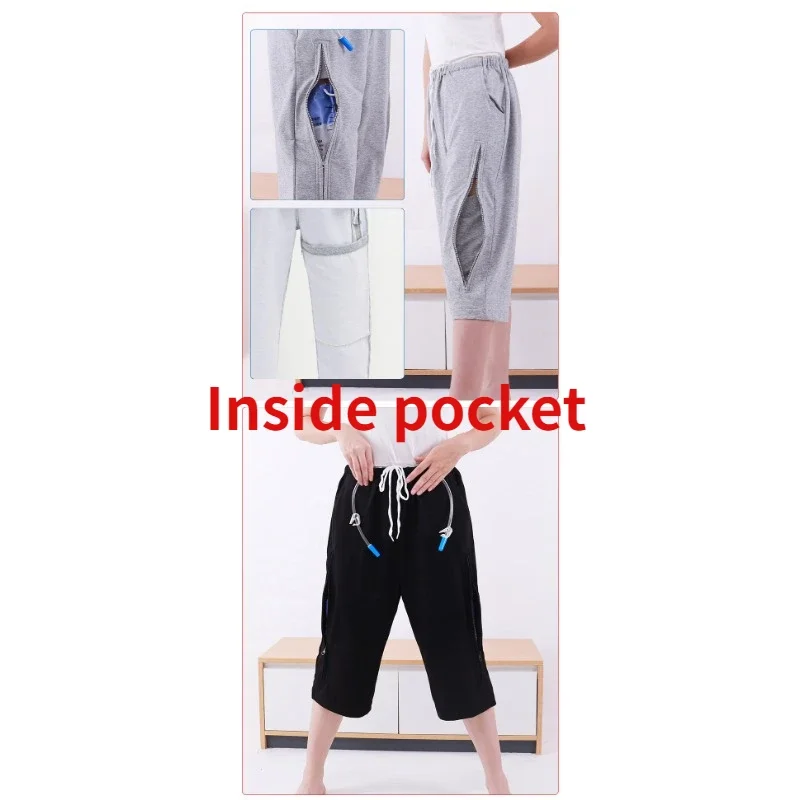 Urine Bag Pants Spring/Summer Hidden Bladder Stomy Pants Elderly Incontinence Drainage Patient Care Pants Single/Double Pocket