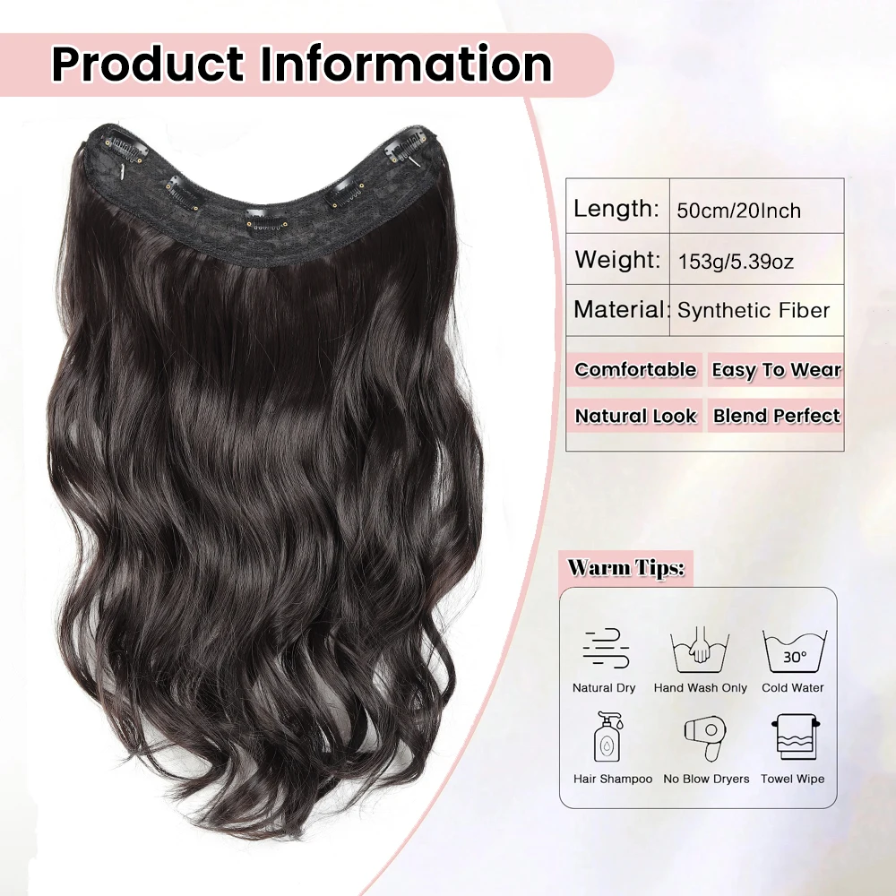 OLACARE Synthetic Long Curly Wavy Hair Extension Wig Layered Hair Extension Hair Pad Fluffy Top Increase Hair Volume For Women
