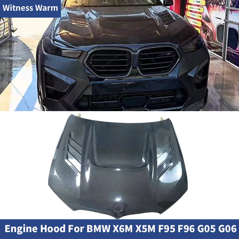 Pour BMW X5M F95 X6M F96 X5 G05 X6 G06 Capot Moteur Avant en Fibre de Carbone Forgée à Sec Accessoires Auto 19-25