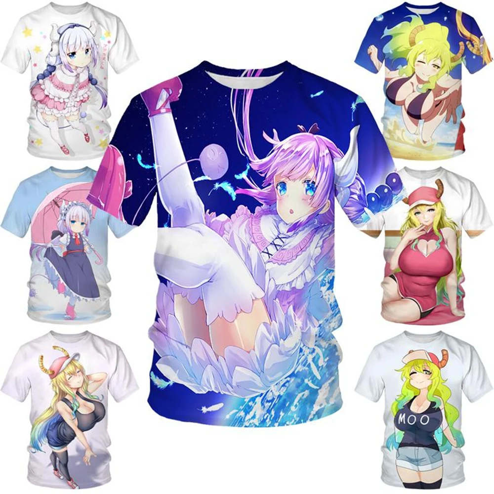 Anime Dragon Maid Kanna Kamui 3D Print T-shirt Unisex Casual Harajuku Short Sleeves T-shirt Japanese manga Kids Top 100-6XL