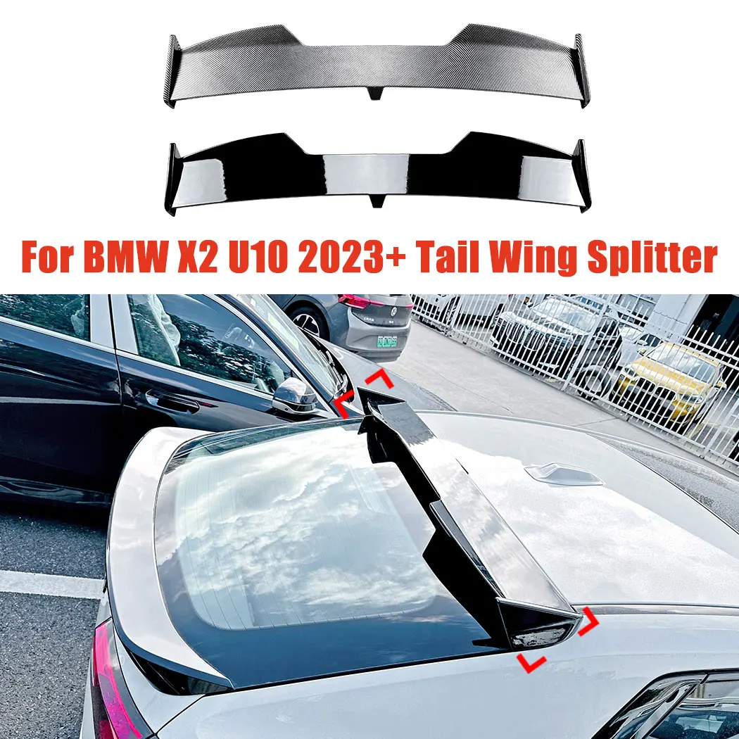 Car Top Rear Wing Splitter Roof Trunk Spoiler Fixed Wind Wing For BMW X2 U10 2023+ Body ABS Black/Carbon Guard Accessories