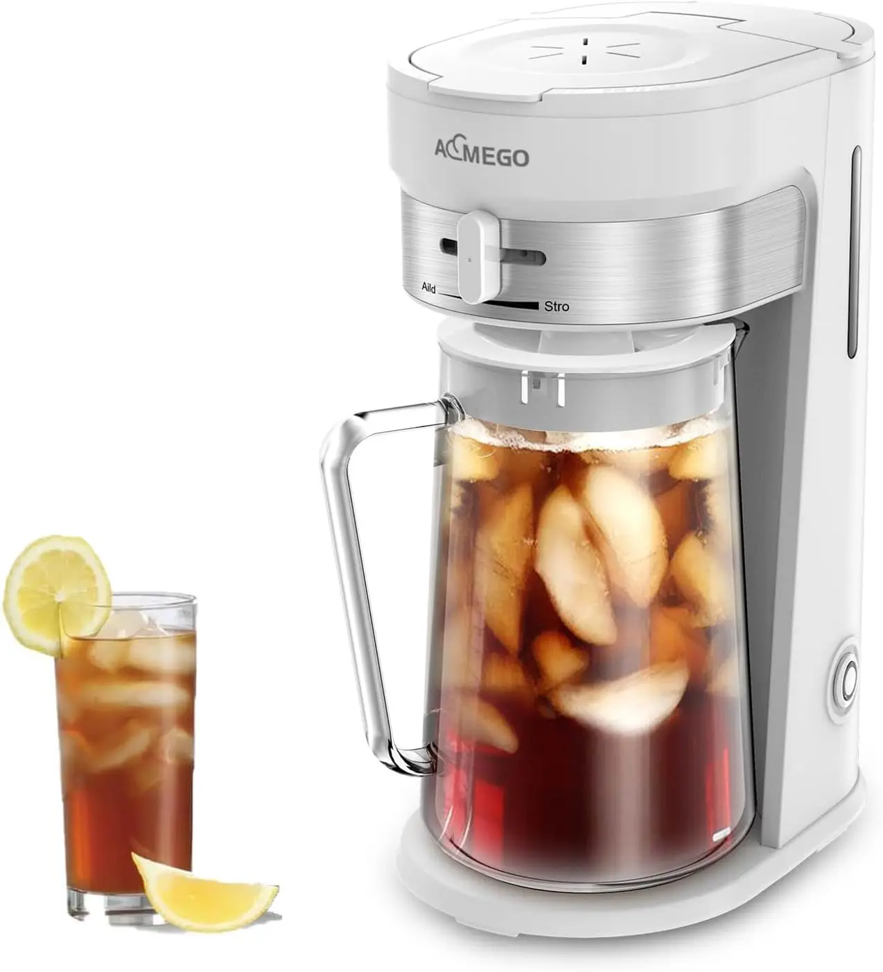Iced Tea & Coffee Maker with 2.5-Quart Glass Pitcher, Strength Selector, Reusable Filter