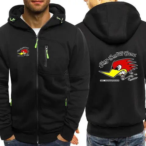 2024 Spring Autumn Men's Mr. Horsepower Clay Smith Cams Logo Print Popular Zip Cotton Sports Cardigan Comfortable Hooded Hoodies
