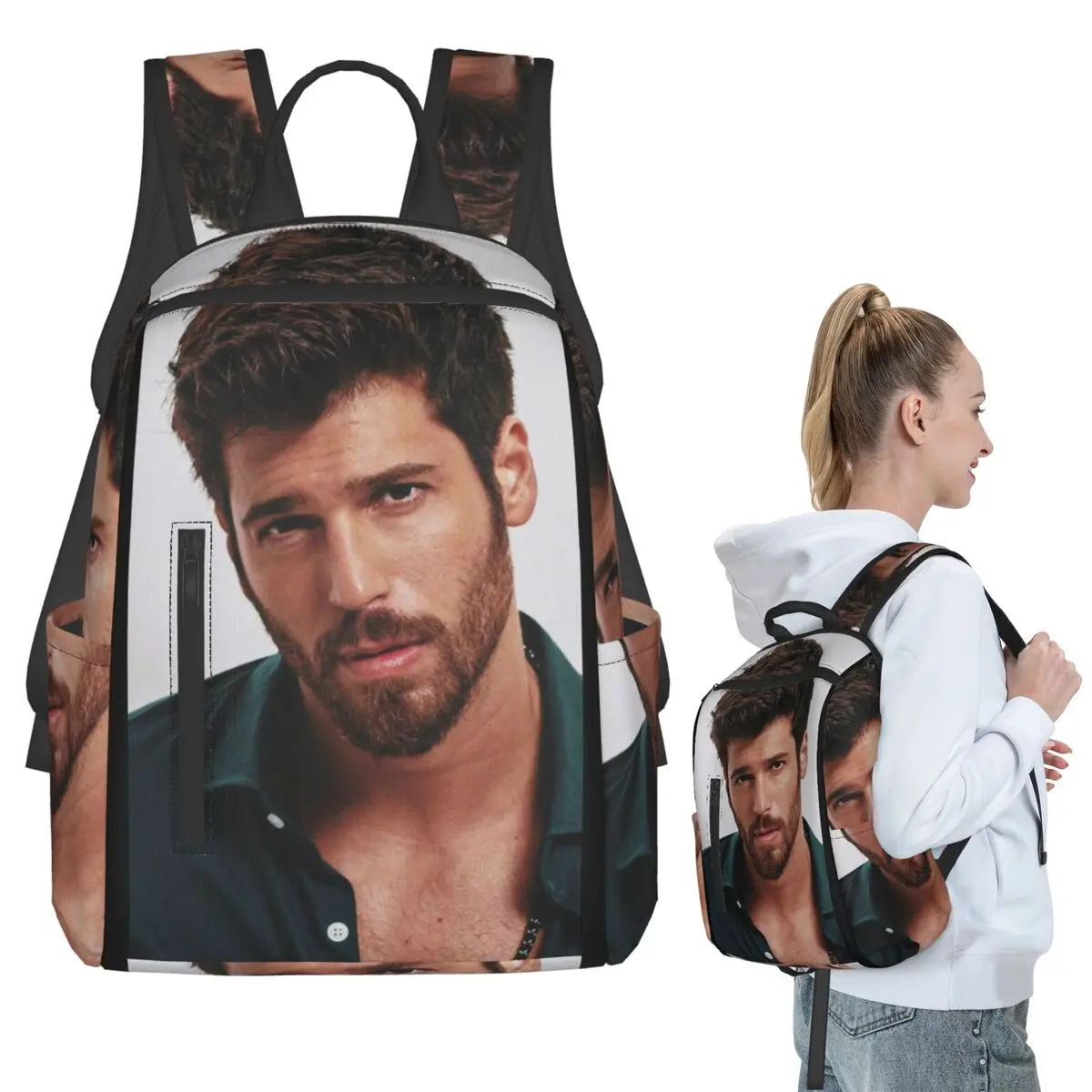 Actor Can Yaman Photo (12) Backpack Student BookBag Boys Girls School Bag Laptop Shoulder Bags Men Women