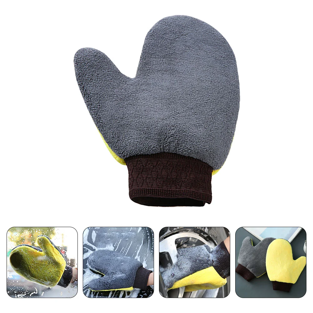 

3 Pcs Car Wash Gloves Mitt Exterior Mitts for Washing Cleaning Tool Winter No Scratches Mitten Coral Fleece