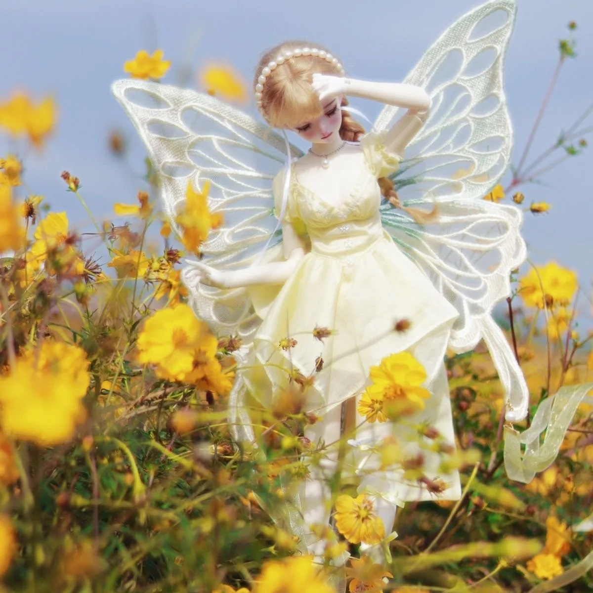 

New Style 1/4 BJD Doll Clothes, Small Fresh Light Yellow Skirt Girl Dress