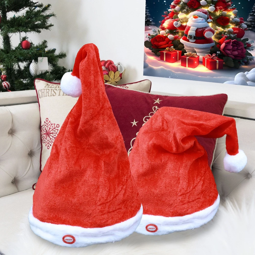 

Singing and Dancing Electric Christmas Hat Wearing Electrically Swinging Santa Claus Christmas Hats for Musical Christmas