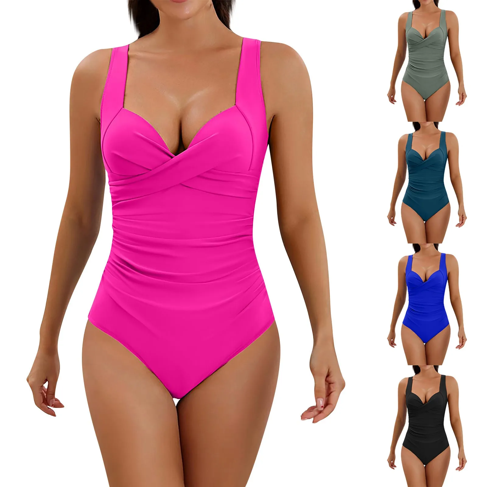 Sexy One Piece 2024 Swimsuit Push Up Swimwear Women Ruffle Monokini Adjustable Shoulder Swimsuit Bodysuit Bathing Suit Swim Wear