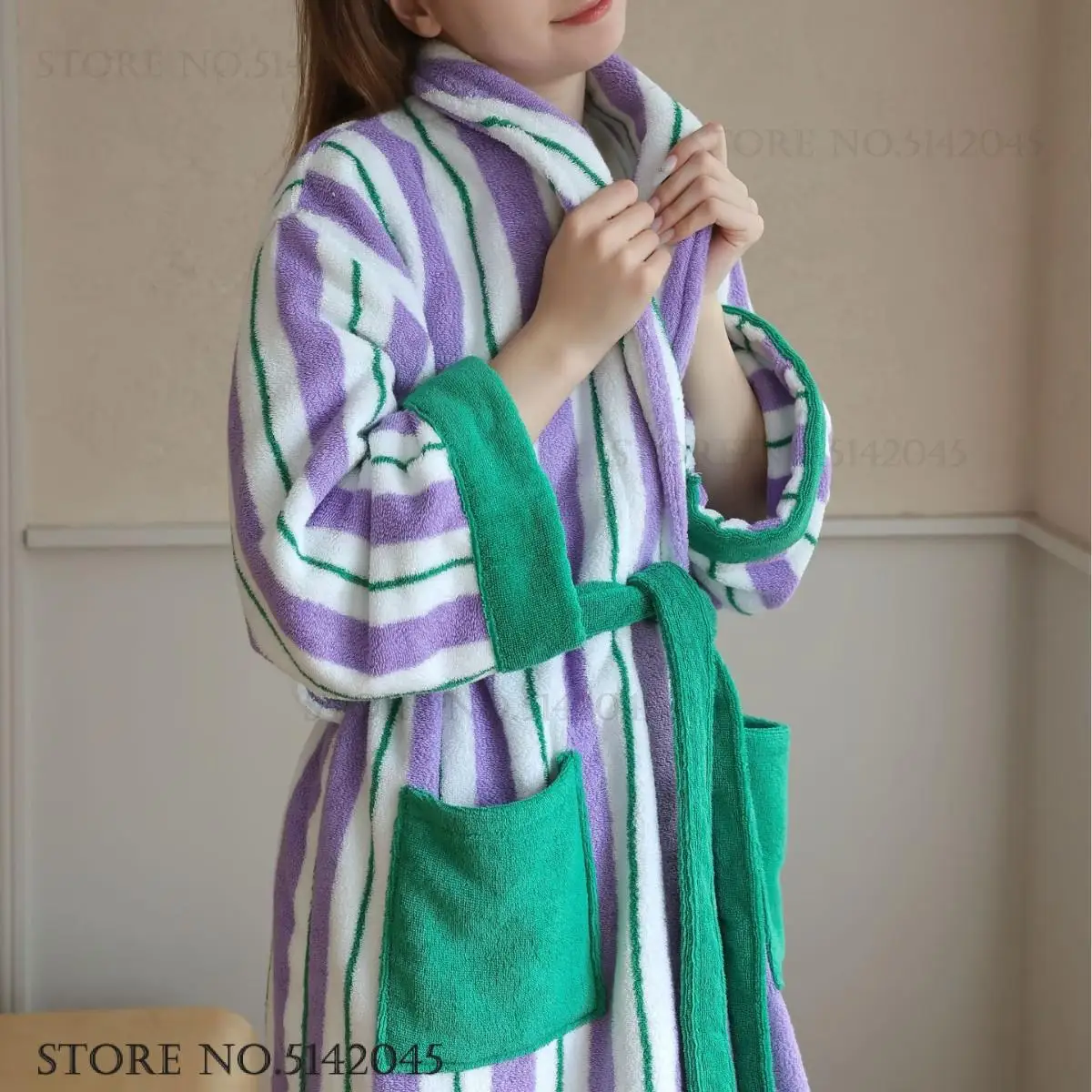 Autumn Winter New Bathrobe Kimono Gown Cotton Terry Long Robe Home Dress Adult Couple Shower Robe Sleepwear Loose Lounge Wear