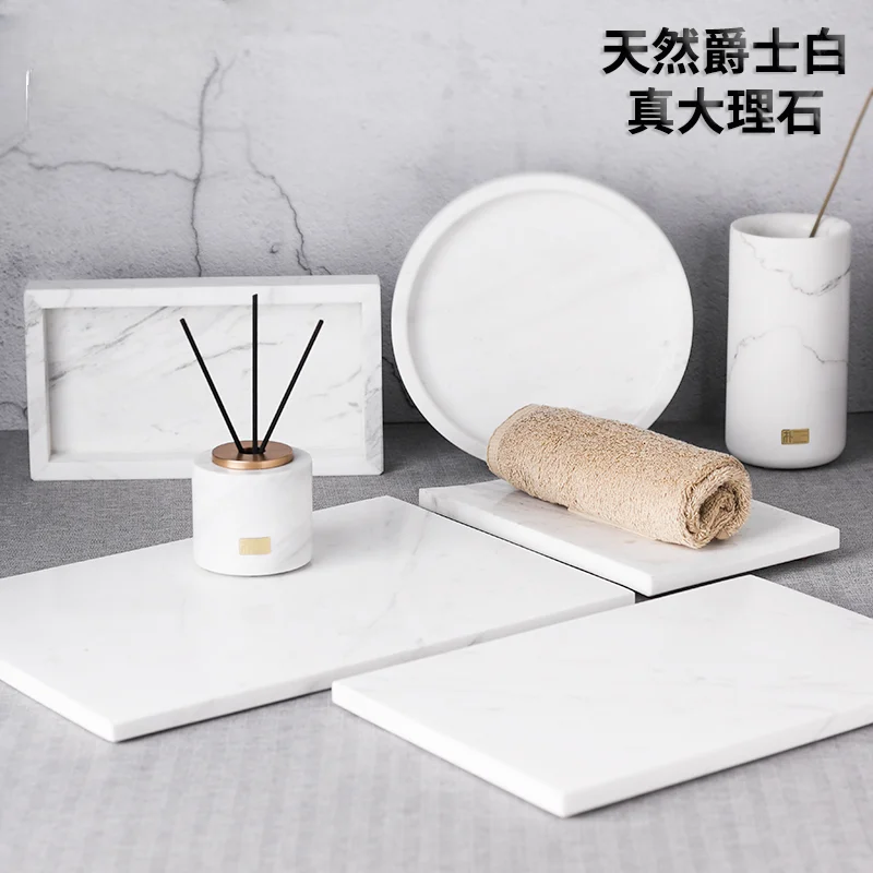 Marble bathroom sink tray, hotel room dedicated bathroom hand sanitizer storage set