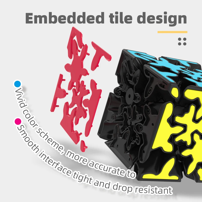 QiYi Crazy Gear المكعب السحري بدون ملصقات ألعاب ألغاز احترافية هدية للأطفال تحدي جديد ومجموعة رائعة للمكعبات