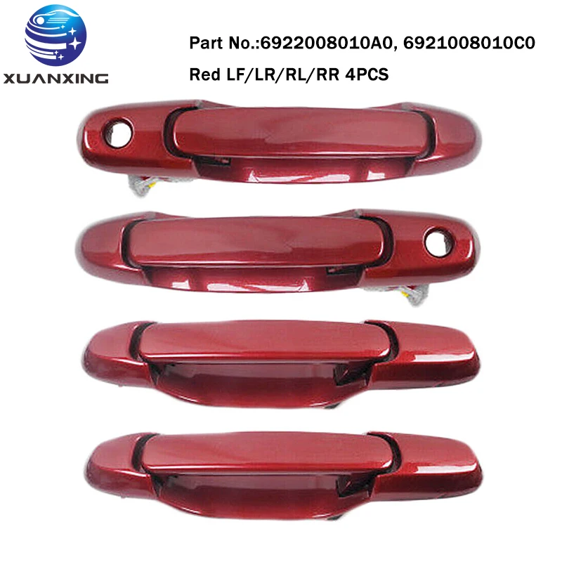 69230-08020 RR/RL 69220-08010 FL/FR Outside Door Handle Front Door Handle Red for Toyota Sienna 1998-2002