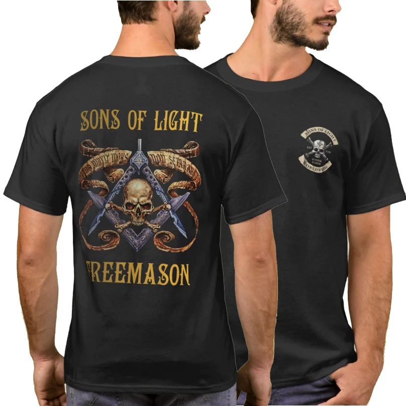 Masonic Square & Compass Freemason Sons of Light Christ T-Shirt 100% Cotton O-Neck Short Sleeve Casual Mens T-shirt Size S-3XL