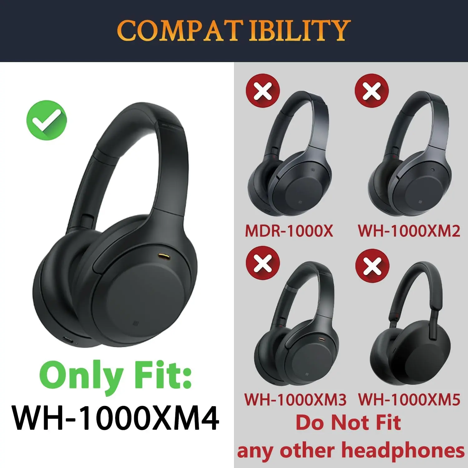 Zdejmowana opaska na głowę do słuchawek Sony WH-1000XM4, zamiennik pałąka, nowy design. — zdjęcie produktu 6
