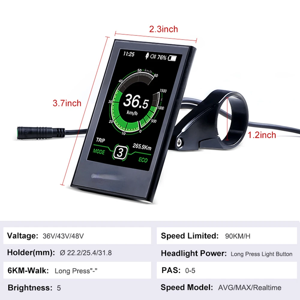 Center motor color meter DP-C18 vertical screen with USB charging function bicycle modification accessories