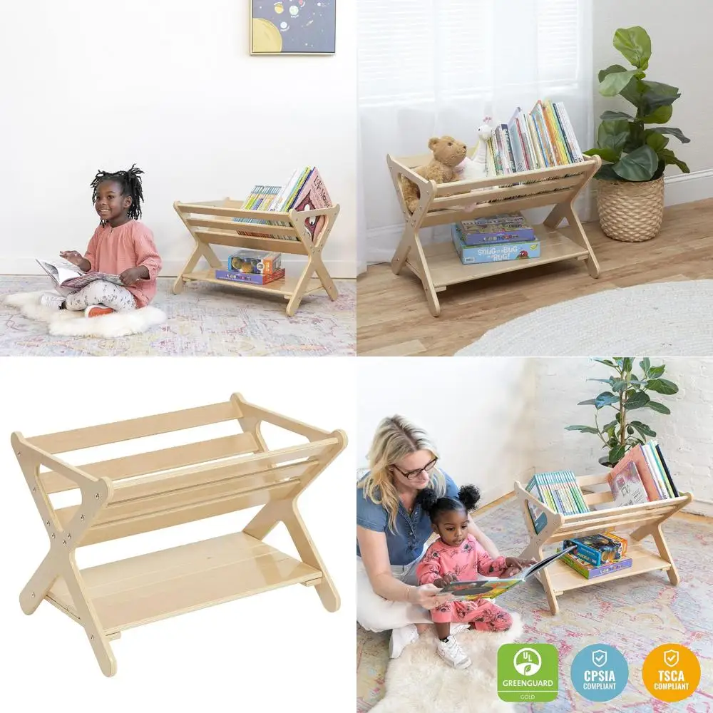 

Natural Wooden Book Caddy and Storage Shelf