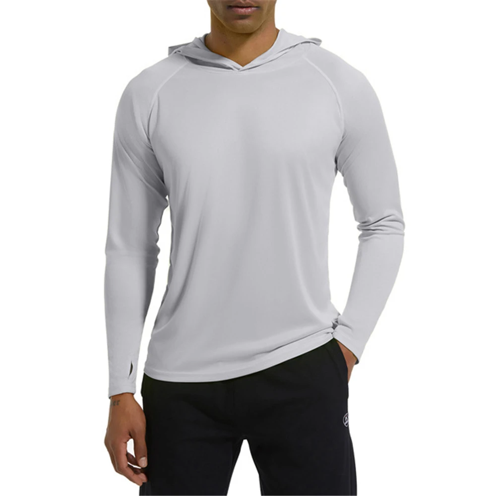 Mens Fishing Hoodie UV Protection Long Sleeve Swimming Rash Guard SPF Quick Dry Fishing Shirt Outdoor Performance Sportswear Tee