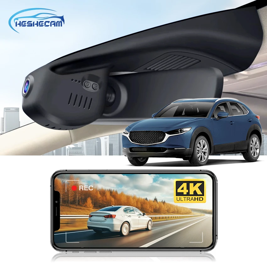 

Видеорегистратор HESHECAM 4K для Mazda CX-30 CX-50 MX-30 CX30 CX50 2023 2022 2021 2020, беспроводная автомобильная видеорегистратор UHD WiFi, ночное видение