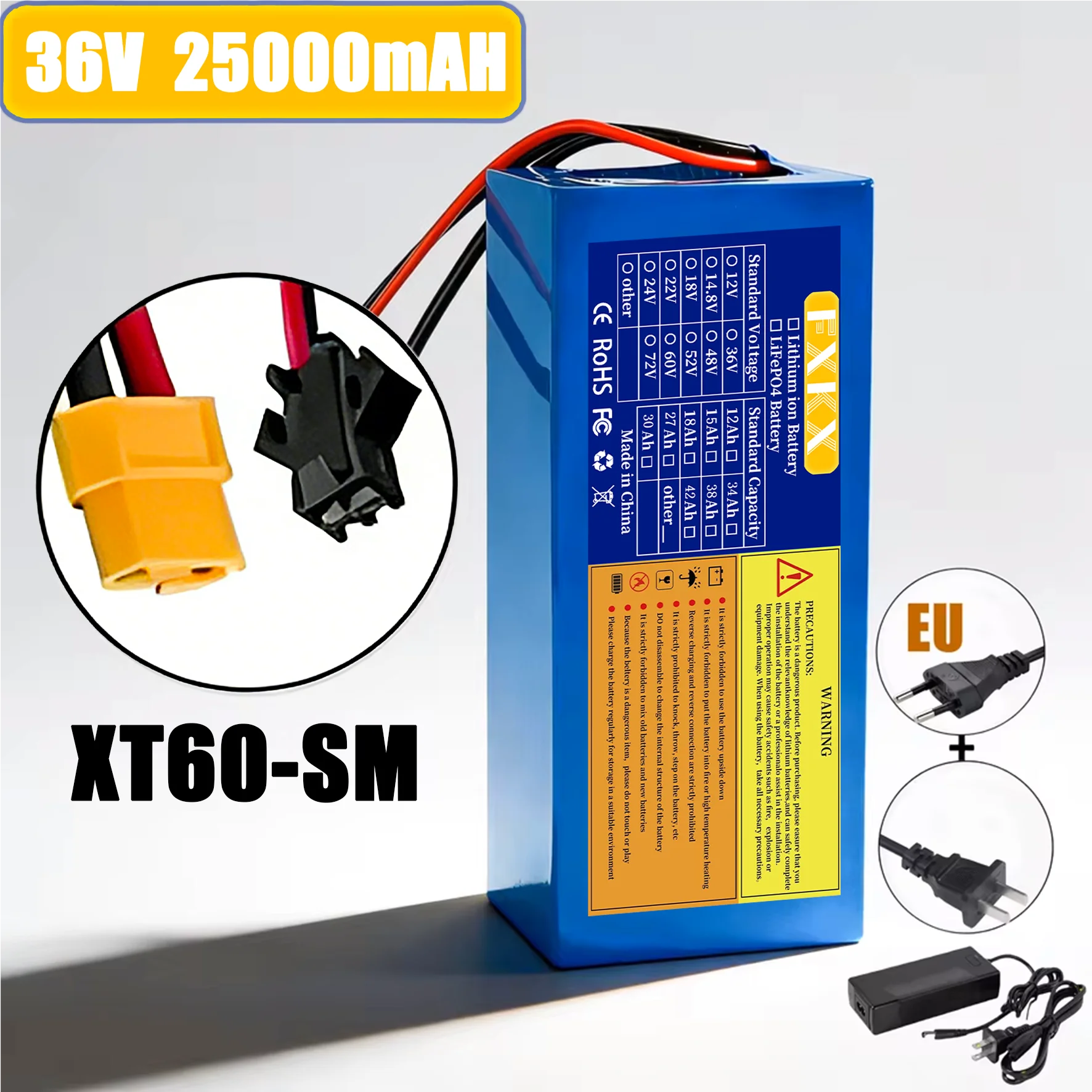 High Power 36V Lithium Battery Pack 10Ah/20Ah/30Ah 10S2P-6P for Electric Motorcycle Scooter with BMS 500-1000W image 3