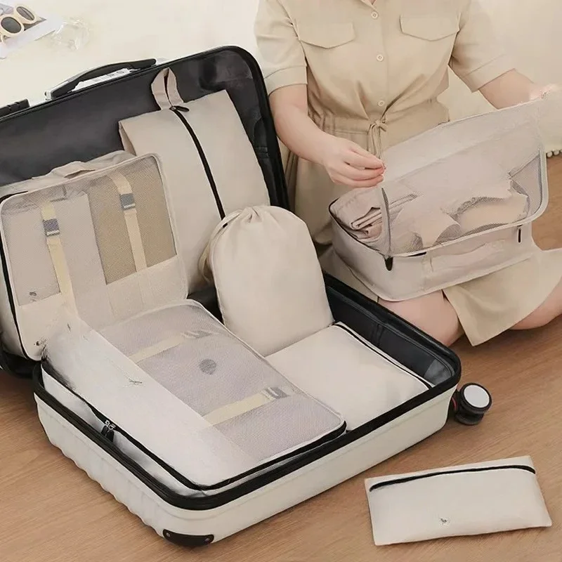 set, compression packaging cube, multi-size space-saving luggage storage, lightweight travel bag