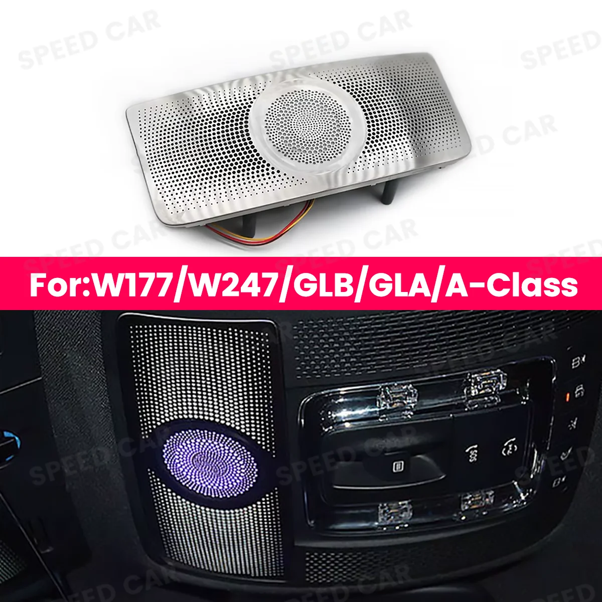 

64 Colours Glasses Case Speaker For Mercedes Benz W177 W247 W118 GLB GLA A B LED Reading Light Surround Horn Ambient Light