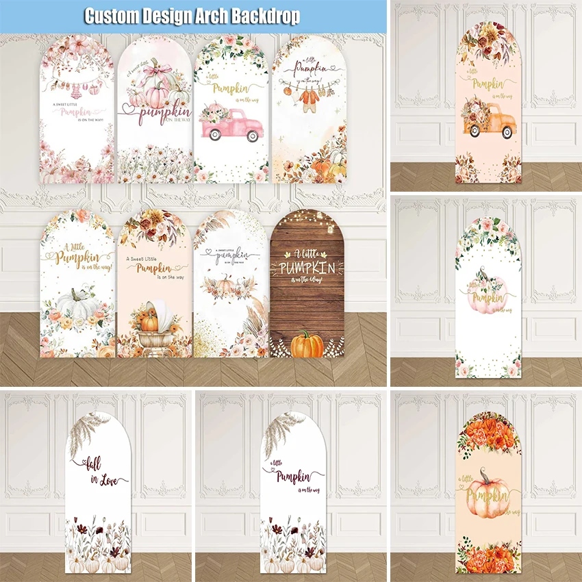 Mehofond Custom Little Pumpkin is Turning One Autumn Fall Kids Birthday Party Baby Shower Cover Arch Background Decor Backdrop