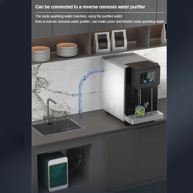 Soda Water Dispenser, 5 in 1 Purifier, Smart Touch Screen, Stainless Steel, Portable Sparkling Water Maker Machine