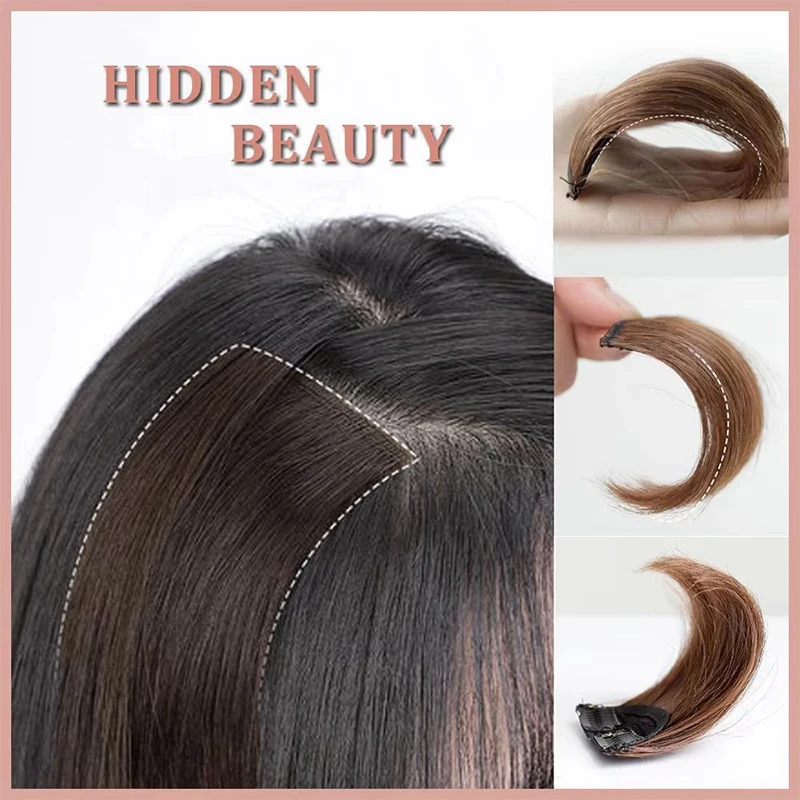 2 Stück synthetische Clip-in-Haarteil-Haarnadel, einteilig, nahtlos, künstliches Haarpolster, natürliche Haarverlängerungen, gefälscht für Frauen – Detail 6
