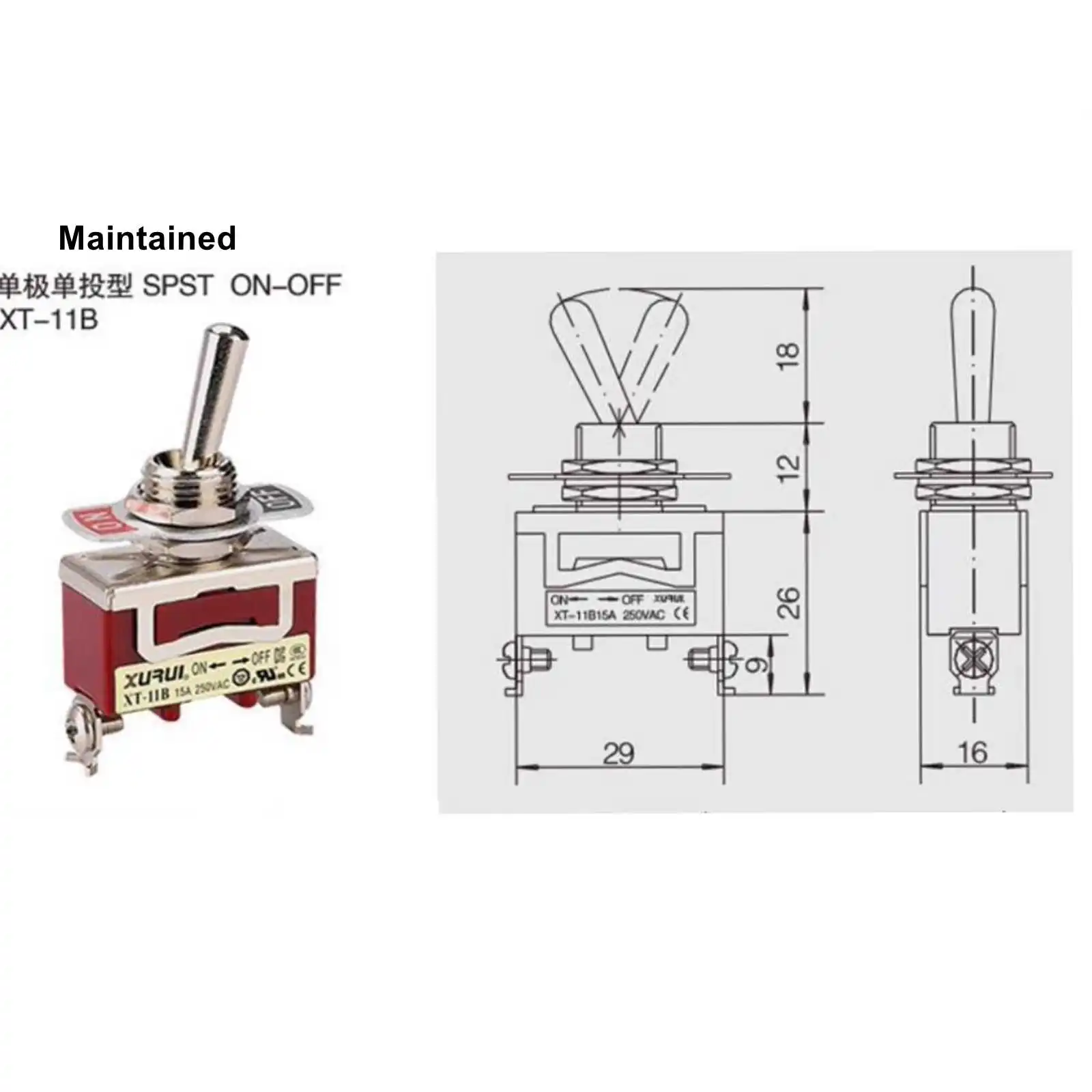 SPST SPDT DPDT ON-OFF ON-ON ON-OFF-ON 2 Positions/3 Positions Momentary/Maintained Toggle Switch Screw Terminal