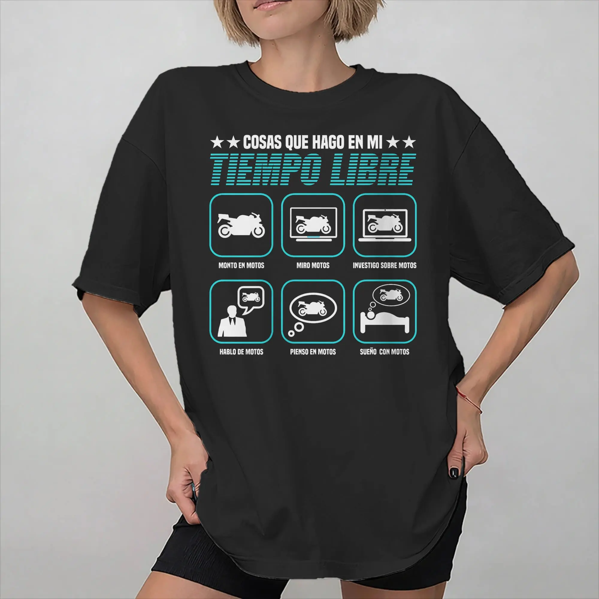 Men Women Fashion Cosas Que Hago En Mi Tiempo Liber Moto T Shirt Tee 100% Cotton Things I Do in My Free Time T-shirts Clothes