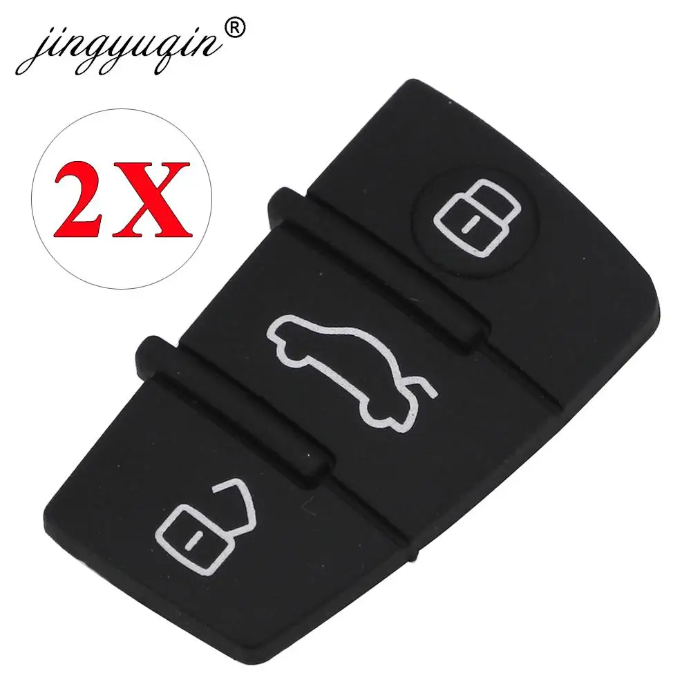 jingyuqin 2pcs For Audi A3 A4 A5 A6 A8 Q5 Q7 TT S LINE RS Rubber Button Pad Remote Flip Key Fob 3 Buttons Replacement